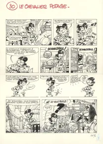 Black and white original page, Bizu, Le Chevalier potage (T.3), Jean-Claude Fournier