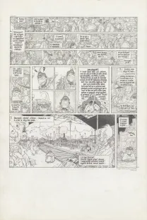 Black and white original page, Le Vent dans les Saules , Auto, Crapaud, Blaireau (T.2), Michel Plessix