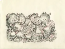 Illustration noir et blanc, Monstre , Monstre n'est pas bleu, Stan Manoukian