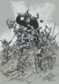 Black and white illustration, Le Grand pouvoir du Chninkel, Grzegorz Rosinski