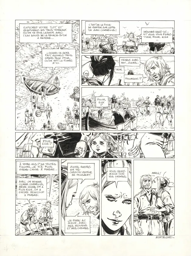 Planche noir et blanc, 1629... ou l'Effrayante Histoire des naufragés du Jakarta, L'île rouge (T.2), Thimothée Montaigne