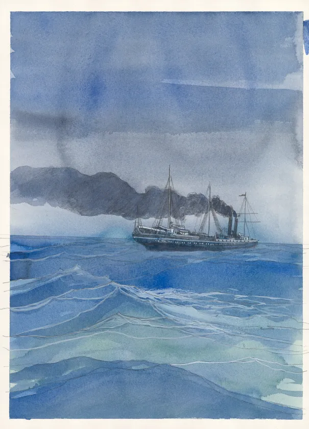 Colored original page, Les Voyages d'Ibn Battûta, Joel Alessandra