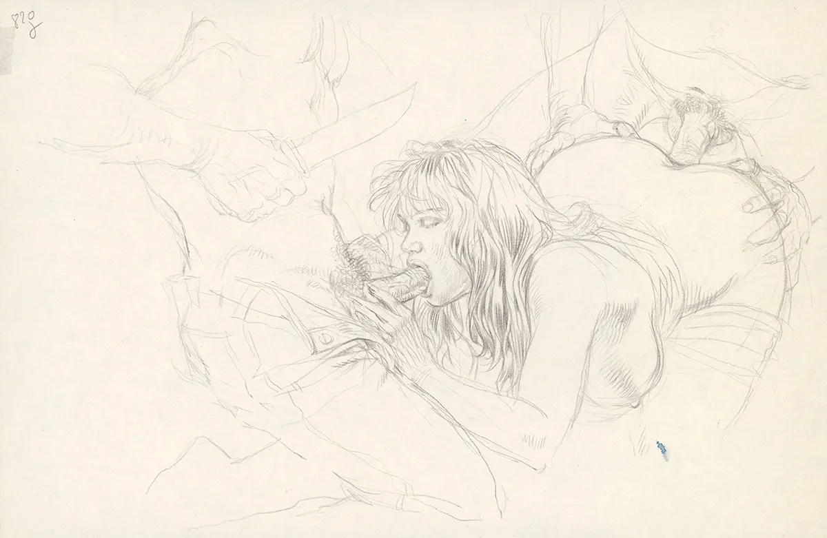 Illustration noir et blanc, Druuna, Paolo Serpieri