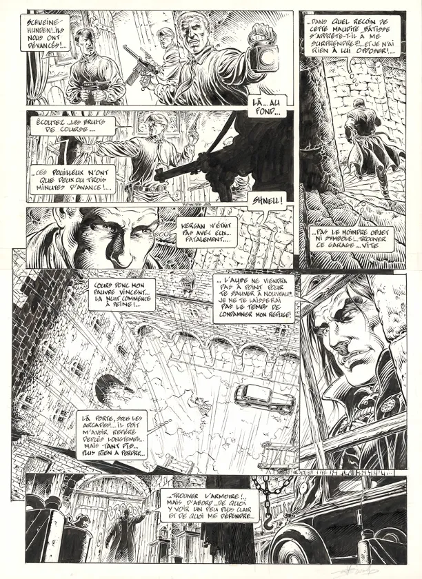 Black and white original page, Le Prince de la Nuit, Retour à Ruhenberg (T.6), Yves Swolfs