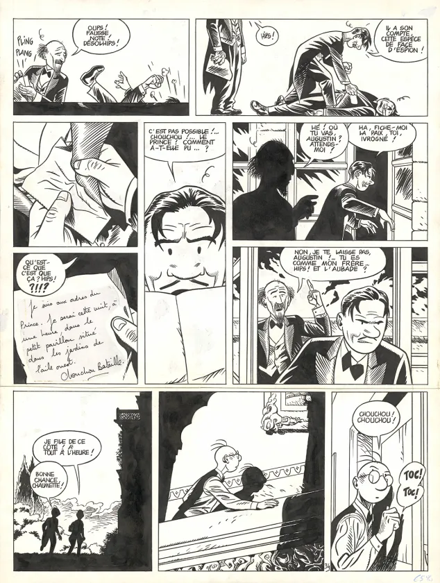 Black and white original page, Théodore Poussin, La Terrasse des audiences tome 2 (T.10), Frank Le Gall