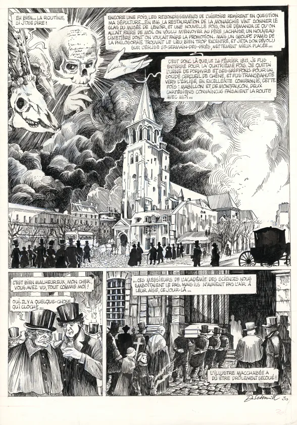 Black and white original page, La Tête de mort venue de Suède, Daria Schmitt