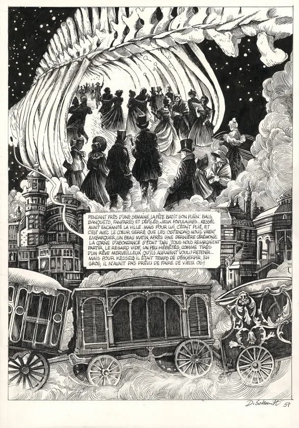 Black and white original page, La Tête de mort venue de Suède, Daria Schmitt