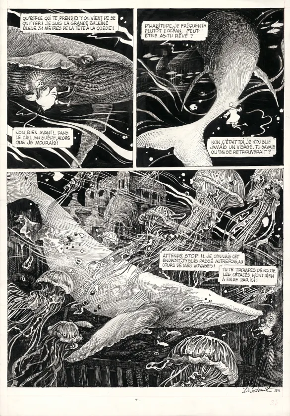 Black and white original page, La Tête de mort venue de Suède, Daria Schmitt