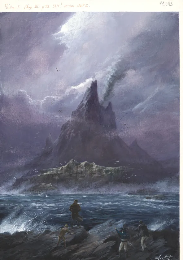 Illustration couleur, L'Ile mystérieuse, Didier Graffet