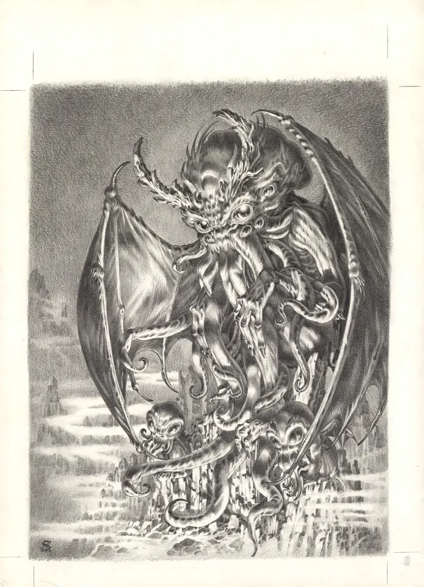 Illustration noir et blanc, L'Encyclopédie du Merveilleux, Les Monstres , Stan Manoukian