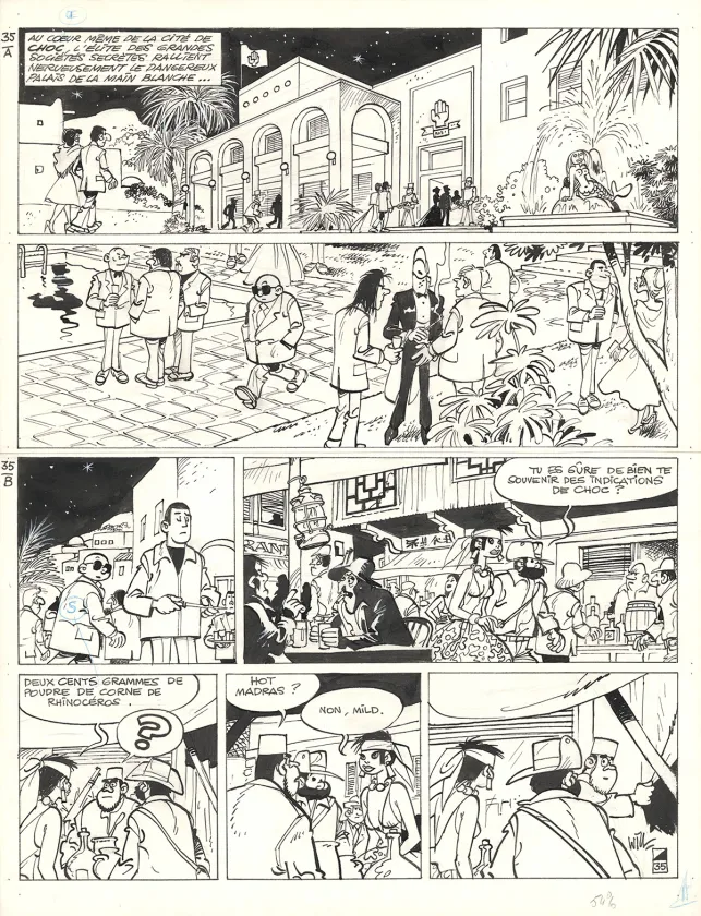 Black and white original page, Tif et Tondu, Dans les griffes de la main blanche  (T.35),  Will