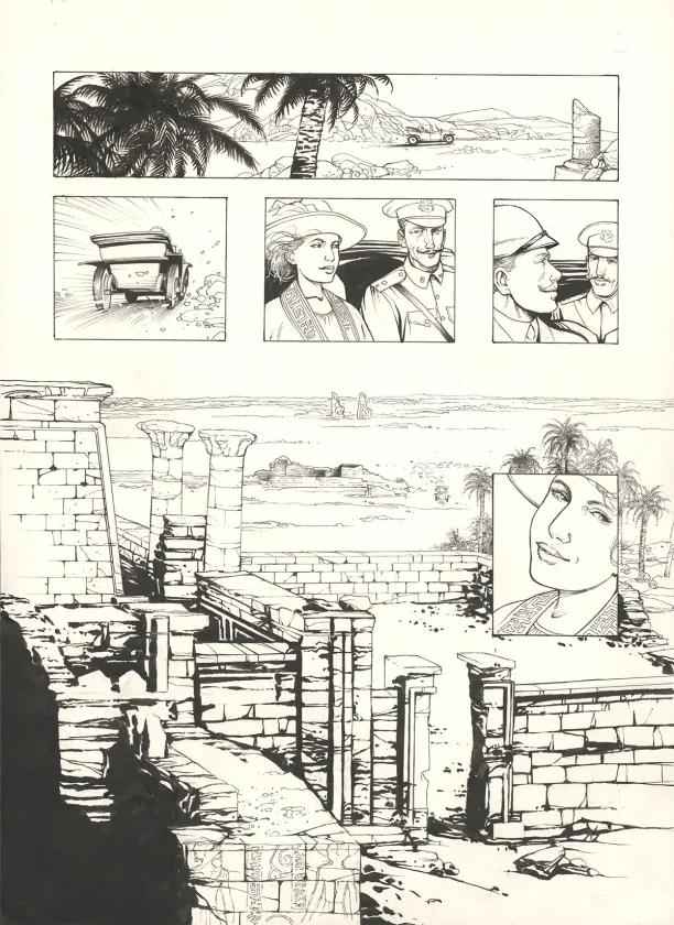 Black and white original page, La Croix de Cazenac , Les espions du Caire (T.7), Eric Stalner