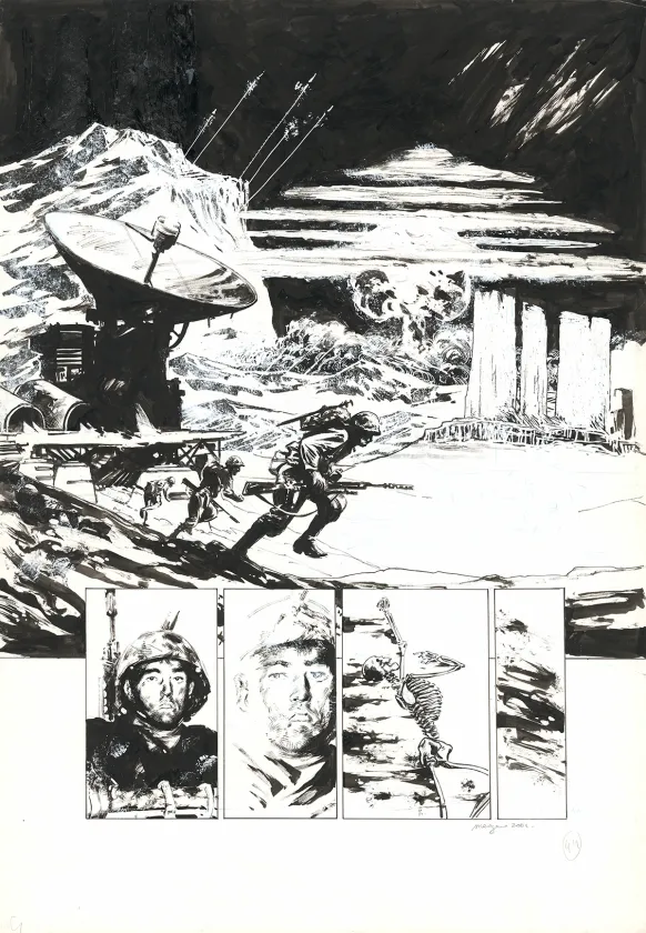 Black and white original page, Le Bataillon des lâches, Le bataillon des lâches (T.1), Richard Marazano