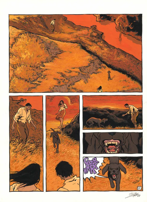 Colored original page, Le Silence de Malka, Ruben Pellejero