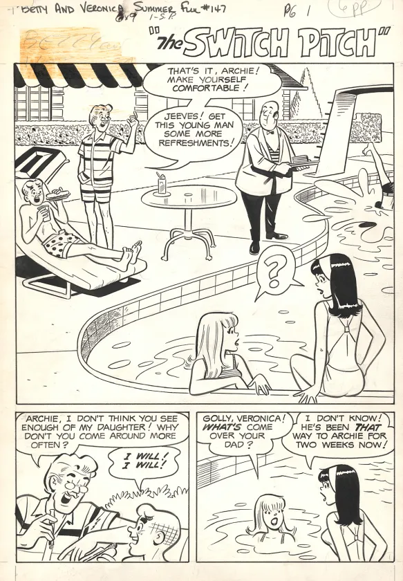 Planche noir et blanc, Betty & Veronica Friends Forever, Summer Fun, Dan De Carlo