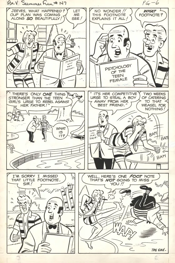 Black and white original page, Betty & Veronica Friends Forever, Summer Fun, Dan De Carlo