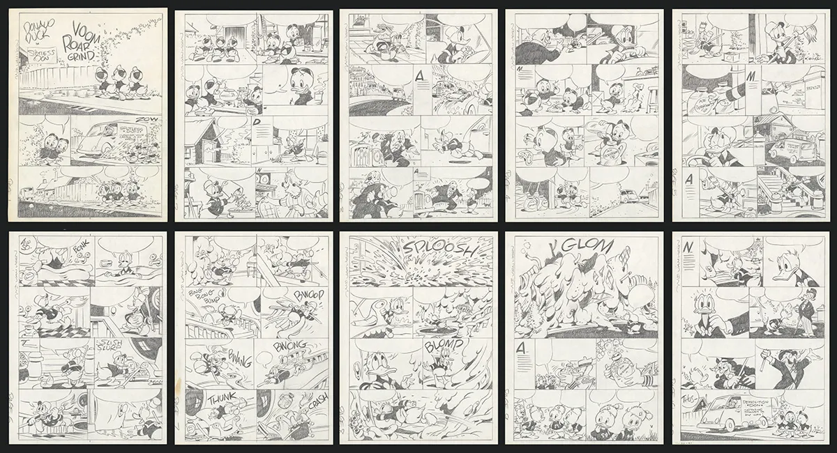 Black and white original page, Donald Duck, William Van Horn