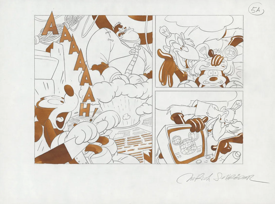 Illustration couleur, Mickey, Runaway Brain, Ulrich Schröder