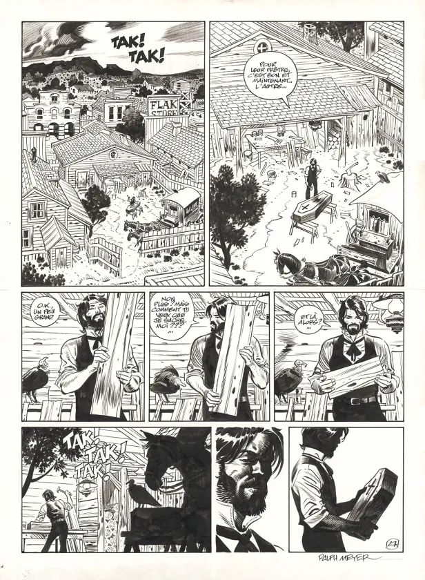 Black and white original page, Undertaker, Mister Prairie (T.7), Ralph Meyer