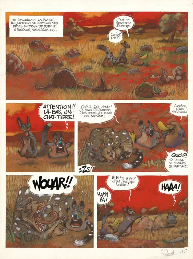 Colored original page, Toto l'ornithorynque, Le brouillard pourpre (T.3),  Yoann