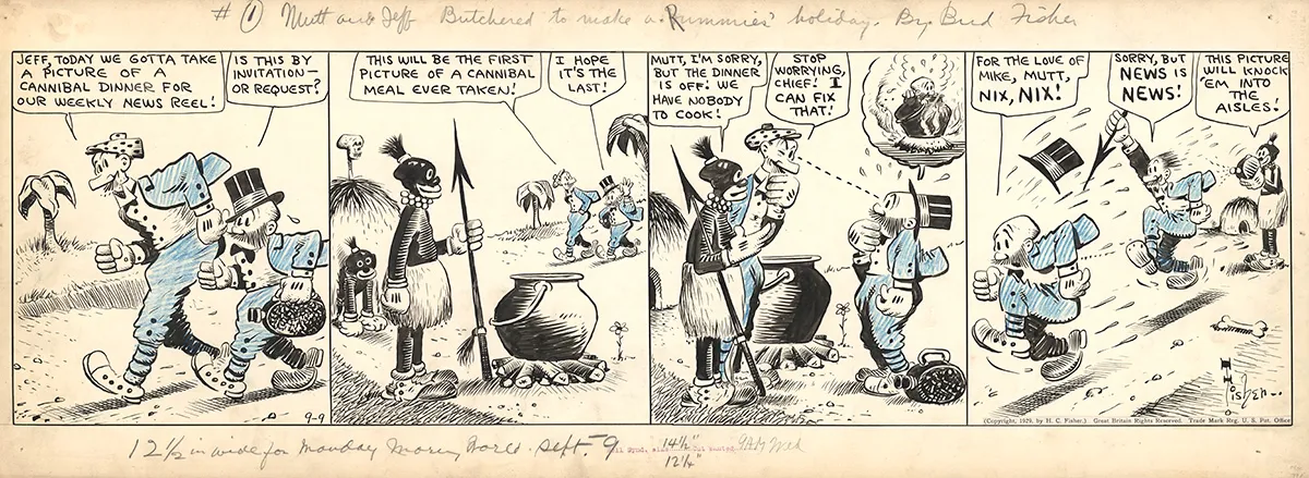 Black and white original page, Mutt and Jeff, Bud Fisher