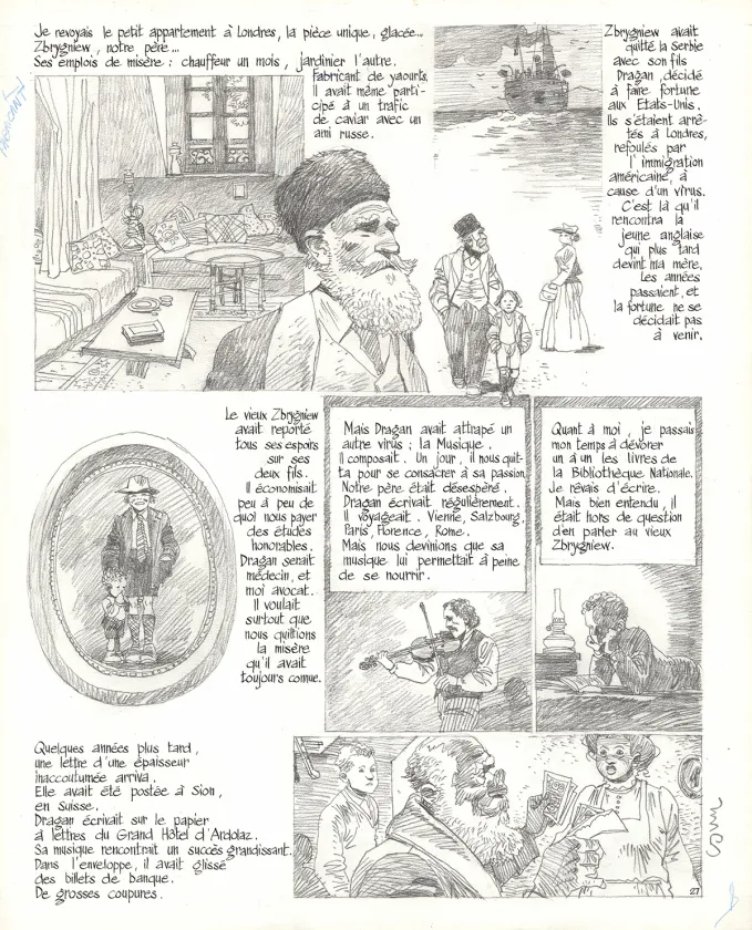 Black and white original page, À la recherche de Peter Pan,  Cosey