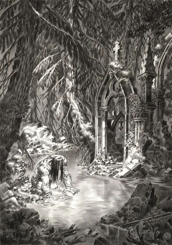 Illustration noir et blanc, Frankenstein, Stan Manoukian