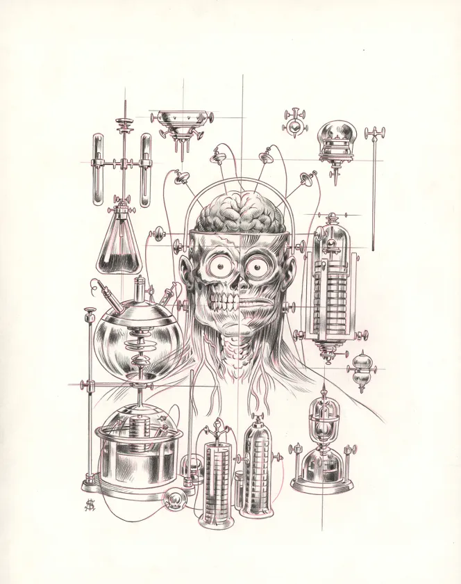 Illustration noir et blanc, Frankenstein, Stan Manoukian