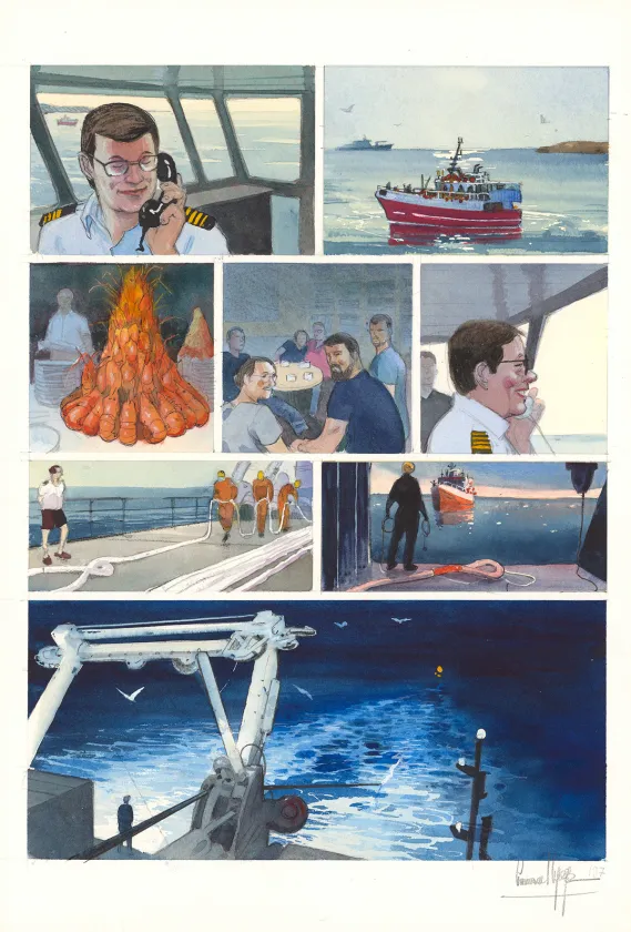 Colored original page, Danser avec le vent, Emmanuel Lepage
