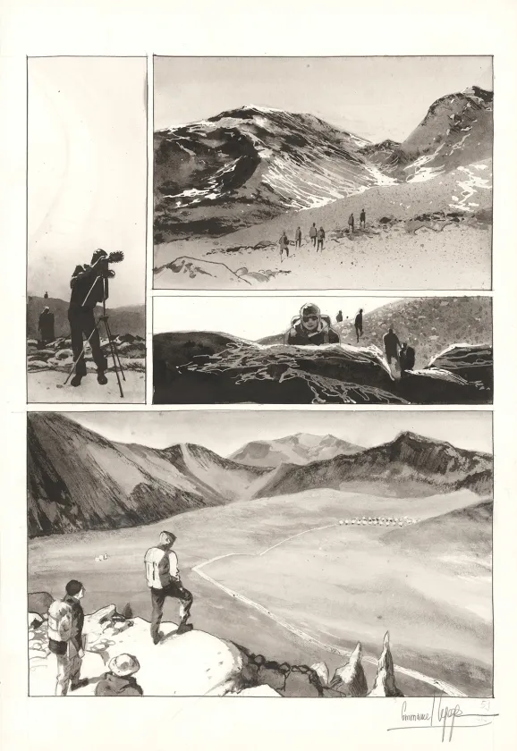 Black and white original page, Au pied des étoiles, Emmanuel Lepage