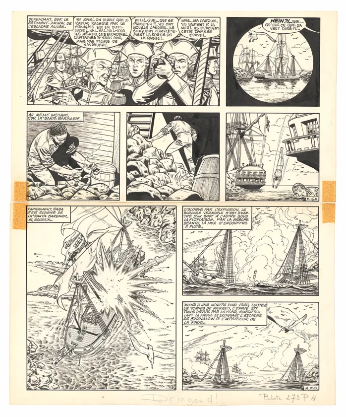 Planche noir et blanc, Barbe-Rouge, Mort ou vif (T.10), Victor Hubinon