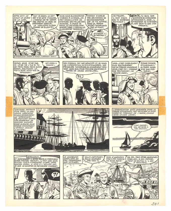 Planche noir et blanc, Barbe-Rouge, Mort ou vif (T.10), Victor Hubinon