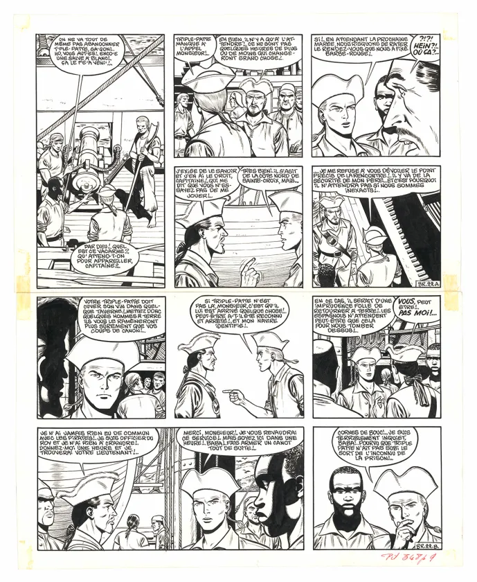 Black and white original page, Barbe-Rouge, Barbe-Rouge à la rescousse (T.13), Victor Hubinon