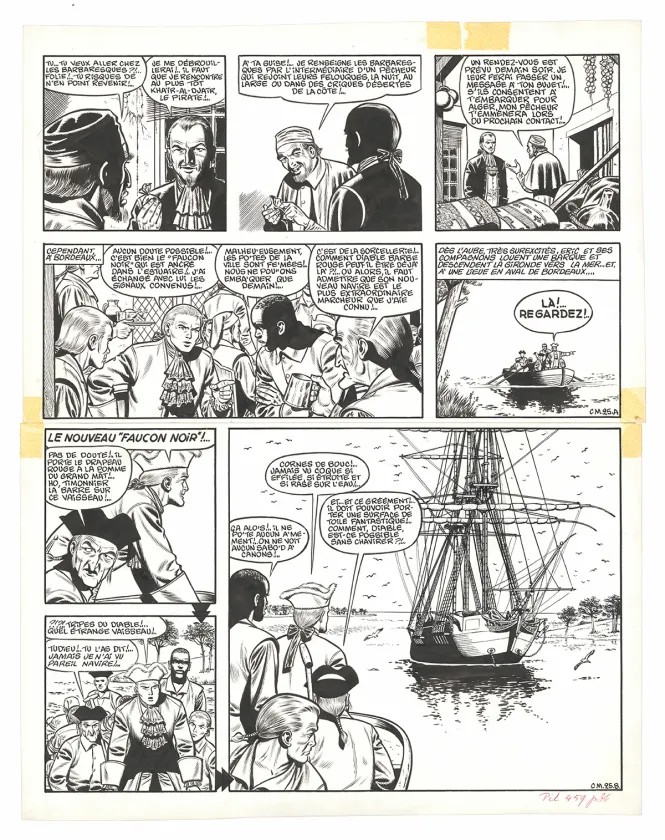 Planche noir et blanc, Barbe-Rouge, La Captive des Mores (T.16), Victor Hubinon