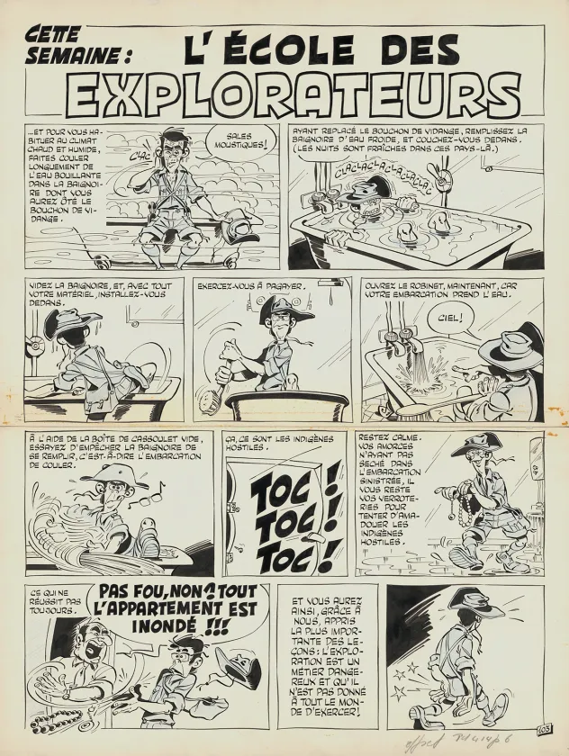 Black and white original page, Les Dingodossiers , Marcel Gotlib