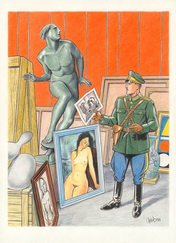 Illustration couleur, Blake et Mortimer, Huit heures à Berlin (T.29), Antoine Aubin