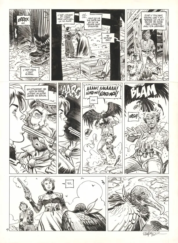 Black and white original page, Undertaker, La Danse des vautours (T.2), Ralph Meyer