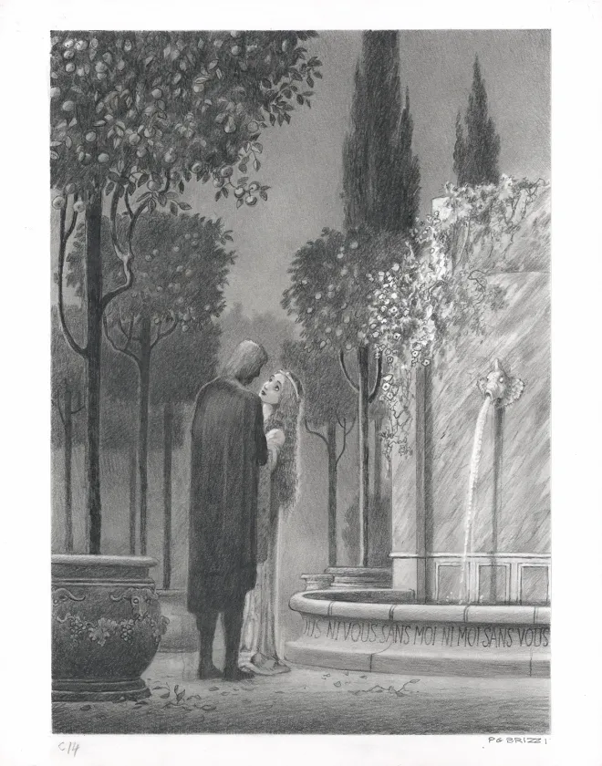 Illustration noir et blanc, Tristan et Iseult, Paul & Gaëtan Brizzi