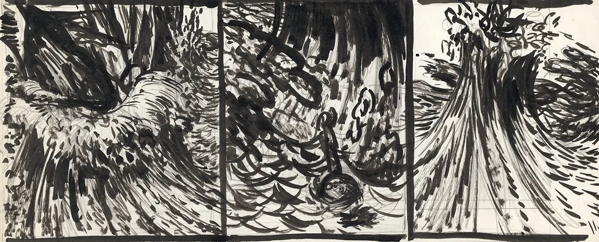 Black and white original page, Corentin, Paul Cuvelier