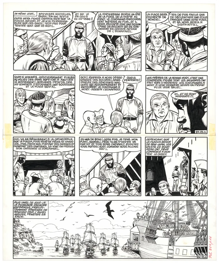 Black and white original page, Barbe-Rouge, Barbe-Rouge à la rescousse (T.13), Victor Hubinon