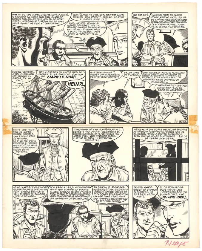 Planche noir et blanc, Barbe-Rouge, Mort ou vif (T.10), Victor Hubinon