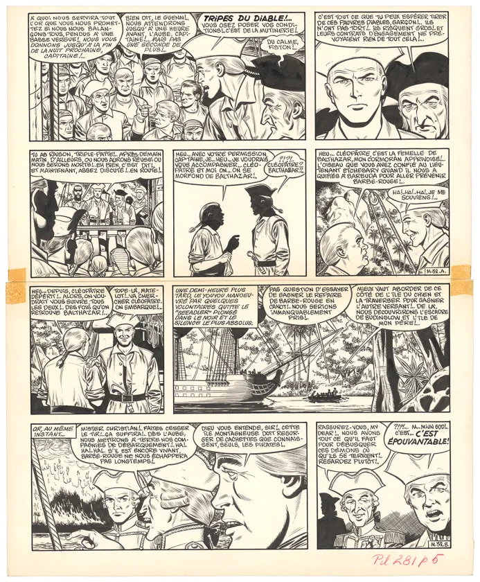 Planche noir et blanc, Barbe-Rouge, Mort ou vif (T.10), Victor Hubinon