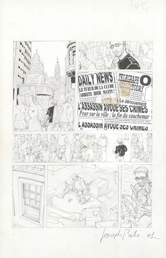 Planche noir et blanc, Menaces de mort, Joseph Béhé (Griesmar)