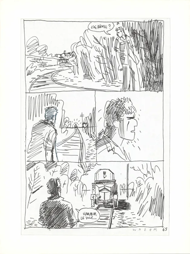 Black and white original page, Les Scorpions du Désert,  Wazem