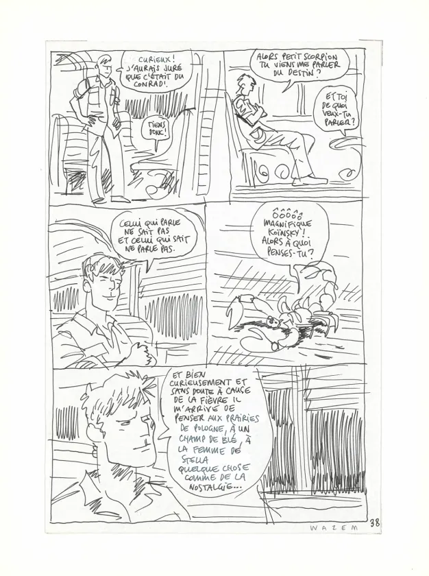 Planche noir et blanc, Les Scorpions du Désert,  Wazem