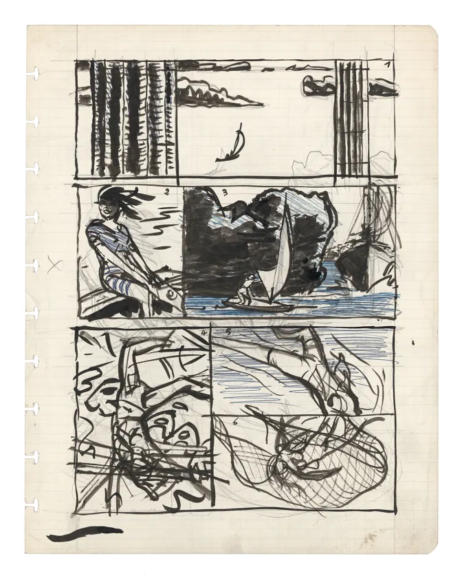 Black and white original page, Paul Cuvelier
