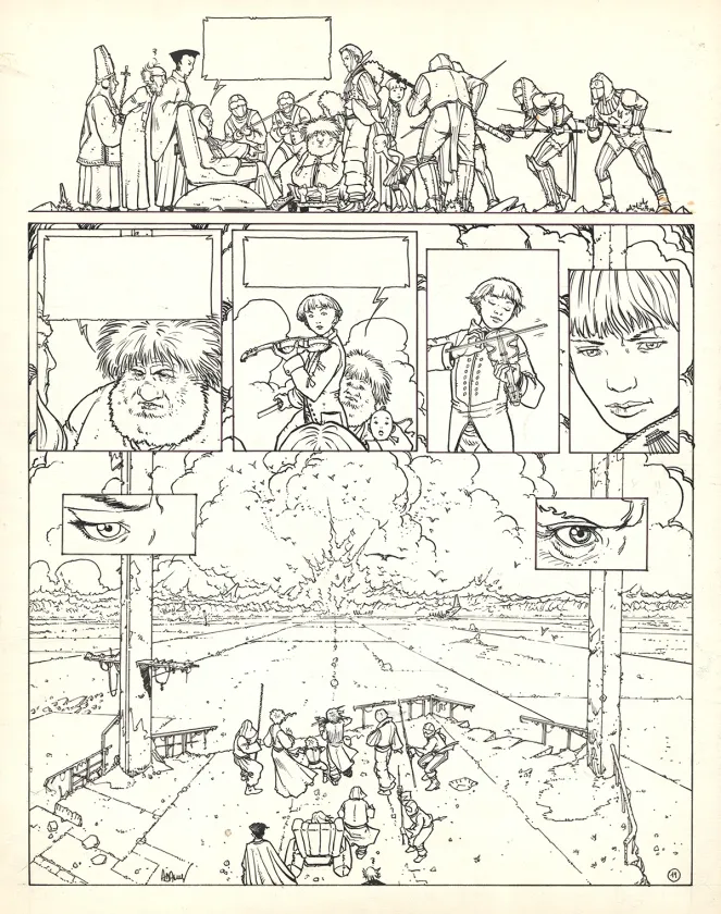 Black and white original page, Les Eaux de Mortelune, Les Yeux de Nicolas (T.4), Philippe Adamov