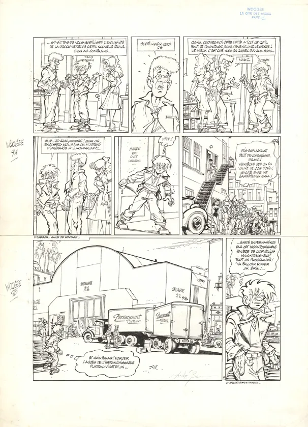 Black and white original page, Woogee, La Cité des anges - Acte 1 (T.2), André Benn