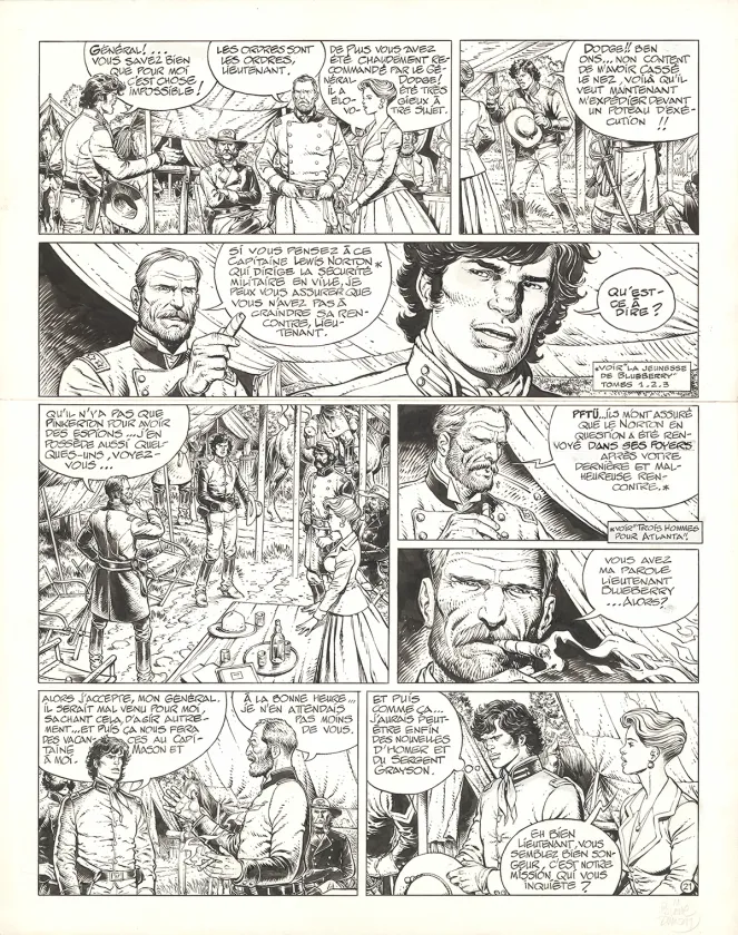 Black and white original page, La Jeunesse de Blueberry, La solution Pinkerton (T.10), Michel Blanc-Dumont