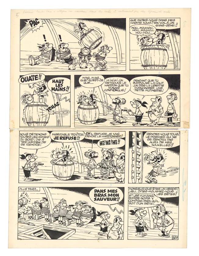 Planche noir et blanc, Le Vieux Nick et Barbe-noire, Dans la gueule du dragon (T.6), Marcel Remacle